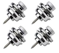 Ujjdwiurgh Replacement Straplock for Electric Guitar 4pcs Flat Head Zinc Alloy Safety Straplocks Non-Slip Instrument Accessories Silver