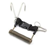 Ujjdwiurgh Scuba Reef Stainless SteelHook Double Diving Reef Hook with Spiral Coil Lanyard Diving Safe Accessories