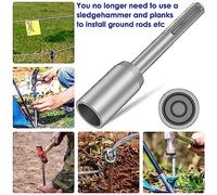 Ujjdwiurgh SDS-Max Ground Rod Driver, 30mm Heavy Duty Steel Drill Bit Driver,for RotaryHammer Drill Grounding Rods (1.18 in)