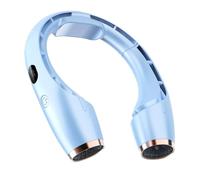 Ujjdwiurgh Semiconductor Refrigeration Hanging Neck Fan Portable Air Conditioner 4000mAh 360 Surround for Outdoor Cooler Blue