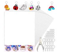 Ujjdwiurgh Sheets, 50pcs Shrink Sheets, 100pcs Key Chains and 100 Open Hoops for Markers Keychains