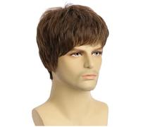 Ujjdwiurgh Short Natural Curly Hair Wig Hair for Male Young Men Heat Fiber Synthetic Wigs