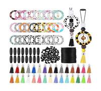 Ujjdwiurgh Silicone Beaded Ring Making Kit 65mm Round Silicone Bead Ring and Keychain Tassel for DIY Keychain Bracelet Jewelry, Easy to Use Fine Workmanship