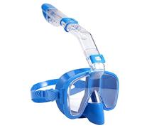 Ujjdwiurgh Snorkel Mask Foldable Diving Mask Set with Dry and Camera Mount, Anti-Fog Professional Snorkeling Gear-Blue