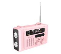 Ujjdwiurgh Solar Hand Crank Radio Outdoor Solar Hand Crank Radio Portable AM/FM/NOAA Radio Bluetooth Speaker with LED Reading Lamp Pink