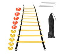 Ujjdwiurgh Sports Speed Agility Training Set 12 Disc Cones 4 Steel Stakes and Agility Ladder for Football Basketball Rugby Track