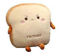 Ujjdwiurgh Toast Bread Plush Pillow,Funny Sliced Bread Stuffed Pillow,Adorable Expression Food Plush Nap Pillow with Hand Pocket Easy to Use 30x45x15cm A