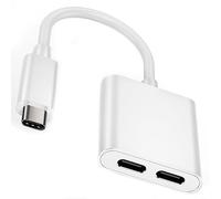 Ujjdwiurgh Typec to Dual C Headphone and Charger Adapter 2-in-1 Hub Audio Charger Splitter PD 3.0 60W Fast Charging Splitter