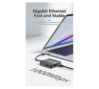 Ujjdwiurgh USB C Hub USB3.2 Adapter Type C Hub Laptop Docking Station with 4K 60Hz Dual HDTV RJ45 Ethernet PD Fast Charging A