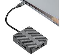 Ujjdwiurgh USB C Hub USB3.2 Adapter Type C Hub Laptop Docking Station with 4K 60Hz Dual HDTV RJ45 Ethernet PD Fast Charging B