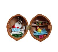 Ujjdwiurgh Walnut Shell Dollhouse, Library,Handmade Walnut Shell Doll House, Resin Nut Secret 3D Scene,Resin Miniature Easy to Use,B