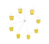 Ujjdwiurgh Wheel Bird Feeder Pet Bird Foraging Toys 8 Feeding Buckets with Food Dispenser for Indoor Outdoor Easy Install