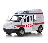 Ujjdwiurgh White Ambulance Vehicles Toys 1/32 Alloy Diecast Car Model with Light&Sound Gift for Kids