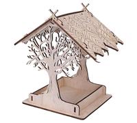 Ujjdwiurgh Wooden Bird Feeder Hanging Drinker for Garden Yard Garden Decor Roof Outside Bird Feeders-B Easy Install