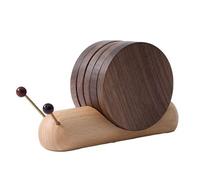 Ujjdwiurgh Wooden Coaster Table Mat Snail Shaped Insulation Mat Wooden Tea Coaster Tool Tea Tray Gift