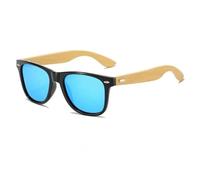 UJNHGQ Bamboo Wood Vintage Square Polarized Sunglasses Men Women Sun Glasses Wooden Driving Fishing UV400 Eyewear,Mirror Blue,Non Plarized Lenes