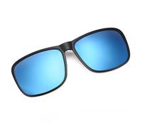 UJNHGQ Clip Polarized Sunglasses Square Men Clip On Glasses Flip-up Frames Sunglasses Covers Vision,Blue,1