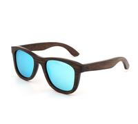 UJNHGQ Fashion Vintage Polarized Sunglasses Man Sun Glasses Made Of Natural Bamboo With Handmade Polarizing,Ice Blue,NO Case G