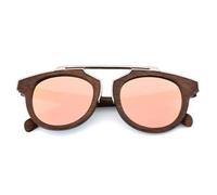 UJNHGQ Lunettes de soleil classiques en bois Vintage pour qualité fait main polarisé TAC Lens,Rose Gold,Bamboo strip Case F