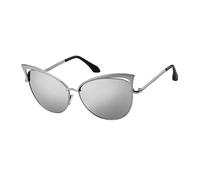 UJNHGQ Metal Cateye Sunglasses Fashion Personalized Cat Eye Sun Glasses for Women Men Colorful Party Glasses UV400,C2 Silver mercury,1