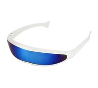 UJNHGQ New Futuristic Narrow Cyclops Sunglasses Laser Eyeglasses UV400 Personality Mirrored Lens Costume Eyewear Men Gafas De Sol,White,Blue,Z1