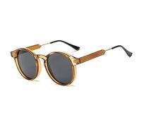 UJNHGQ Retro Round Sunglasses Women Men Design Transparent Female Sun Glasses Me UV400,c5 Light brown grey