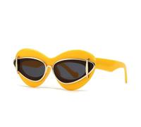 UJNHGQ Sexy Cat Eye Double Frame Sunglasses Women Vintage Sun Glasses For Ladies Retro Eyewear Shades UV400,yellow
