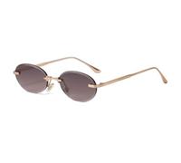 UJNHGQ Small Frame Oval Sunglasses Women Vintage Metal Rimless Sun Glasses For Ladies Trendy Frameless Shades,C5GrayPink