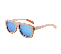 UJNHGQ Vintage Natural Skate board Wood Sun Glasses Real Frame Polarized UV400 Fashion Man Driving Cars,Blue,NO Case G