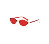 UJNHGQ Vintage polygonal rimless cat - eye sunglasses, trendy and cool, a must - have for fashion matching.,RED