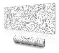 UJoowalk White Topographic Gaming Mouse Pad - Large, XXL, Keyboard & Mouse Pad, Desk Mat, 47.2 x 23.6 in, Minimalist Contour for Office