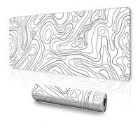 UJoowalk White Topographic Mouse Pad Large - Gaming XL Mousepad for Keyboard, Desk Mat, 31.5 x 11.8 in, Minimalist Contour for Office