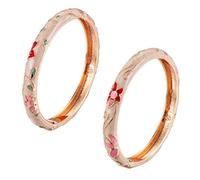 UJOY Enamel Bangle for Women, Handmade Floral Bracelet for Lady Jewellery keepsake, 2 Pcs Rose Gold Bracelet Moonstone Bracelets for Girls Daughter Women, Happy Mothers Day from Daughter