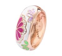 UJOY Enamel Bangle for Women, Handmade Floral Bracelet for Lady, Vintage Jewellery Gift Multi-Pcs Lila Valentines' Love With Boxes Keepsake, Copper Gold Costume Jewellery