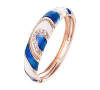 UJOY Enamel Wide Bangle Handmade Enamel Wide Bracelet Solid Color Light Blue Ankle Bracelets for Womens, Gold Charms for Bracelets UK Valenti-nes Day Bracelet for Women