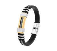 Ujoy Stainless Steel Bangle with Gold Trim - Handmade Black Gold Cuff for Men - St. Patrick's Day & Father's Day Gift