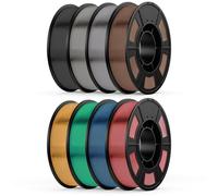 UJOYBIO Metallic PLA Filament 1.75mmm, Metal-Like Shiny 3D Printer Filament, Metallic Silk 3D Filament, Compatible with Most FDM 3D Printers, 0.25KG Metal Silk, 8 Rolls