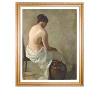Ujoyful Vintage Portrait Wall Art | Back-facing Seated Woman Picture for Living Room | Neutral and Elegant Bohemian Wall Art | Boho Art Print | Aesthetic Artwork Wall Decor (11x14 Inch UNFRAMED)
