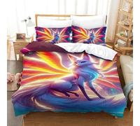 UJSDVNNJJ 2 Piece Quilt Cover 3D Printed Nine-tailed Fox Duvet Cover Bedding Set Pillowcase Ultrasoft Hypoallergenic for Teens And Adults Single(140x200cm)