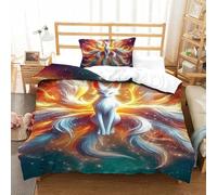 UJSDVNNJJ 2 Piece Quilt Covers 3D Printed Nine-tailed Fox Duvet Cover Bedding Set 1 Pillowcases Hidden Zipper Microfiber for Teens And Adults Single(135x200cm)