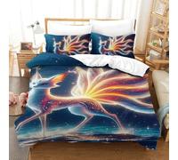 UJSDVNNJJ 2 Piece Quilt Covers 3D Printed Nine-tailed Fox Duvet Cover Bedding Set Pillowcase Ultrasoft Hypoallergenic for Teens And Adults Single(140x200cm)