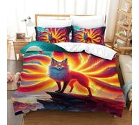UJSDVNNJJ 2 Pieces Quilt Cover 3D Printed Nine-tailed Fox Duvet Cover Bedding Set 1 Pillowcases Ultrasoft Hypoallergenic for Teens And Adults Single(140x200cm)