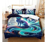 UJSDVNNJJ 2 Pieces Quilt Cover 3D Printed Nine-tailed Fox Duvet Cover Bedding Set And Pillowcases Ultrasoft Hypoallergenic for Kids Boys Girls Single(140x200cm)