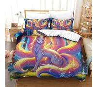 UJSDVNNJJ 3 Piece Quilt Cover 3D Printed Nine-tailed Fox Duvet Cover Bedding Set 2 Pillowcases Ultrasoft Hypoallergenic for Kids Boys Girls Super King(260x220cm)