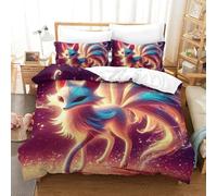 UJSDVNNJJ 3 Piece Quilt Cover 3D Printed Nine-tailed Fox Duvet Cover Bedding Set And Pillowcases Ultrasoft Hypoallergenic for Kids Boys Girls King(220x240cm)