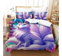 UJSDVNNJJ 3 Piece Quilt Cover 3D Printed Nine-tailed Fox Duvet Cover Bedding Set Pillowcase Ultrasoft Hypoallergenic for Kids Boys Girls King(220x240cm)
