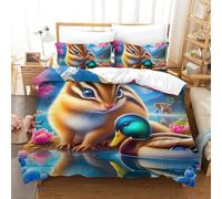 UJSDVNNJJ 3 Piece Quilt Cover 3D Printed Squirrel Duvet Cover Bedding Set 2 Pillowcases Ultrasoft Hypoallergenic for Kids Boys Girls King(220x240cm)