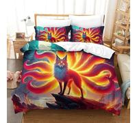 UJSDVNNJJ 3 Piece Quilt Covers 3D Printed Nine-tailed Fox Duvet Cover Bedding Set And Pillowcases Ultrasoft Hypoallergenic for Teens And Adults Super King(260x220cm)