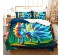 UJSDVNNJJ 3 Pieces Quilt Cover 3D Printed Nine-tailed Fox Duvet Cover Bedding Set 2 Pillowcases Hidden Zipper Microfiber for Teens And Adults Double(200x200cm)