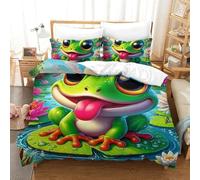 UJSDVNNJJ 3 Pieces Quilt Covers 3D Printed Frog Duvet Cover Bedding Set And Pillowcases Ultrasoft Hypoallergenic for Teens And Adults Double（200x200cm）